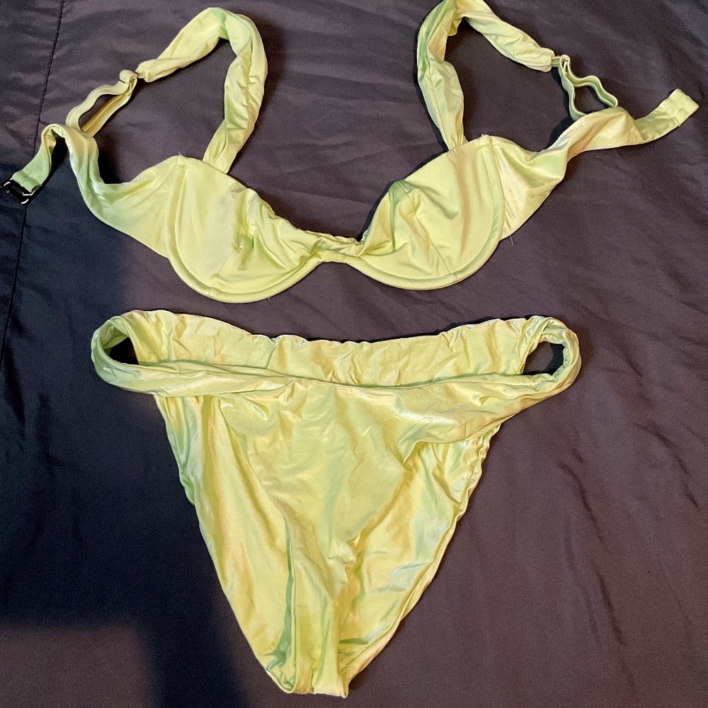 Swimsuit minty green light shimmer small both top and bottom